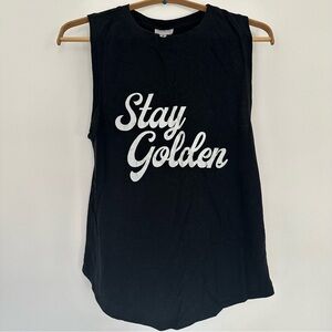 Goldsheep Black Stay Golden Muscle Tank Top